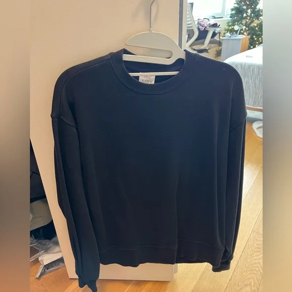 Tna Airy Fleece Boyfriend Crew Sweatshirt Size 1 Black - Picture 2 of 7